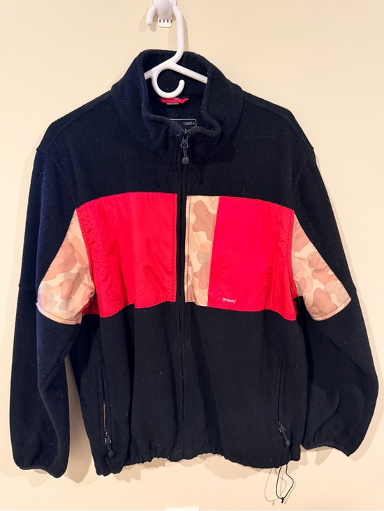 Stussy Other - Black Stussy Fleece Jacket with Red & Camo Paneling